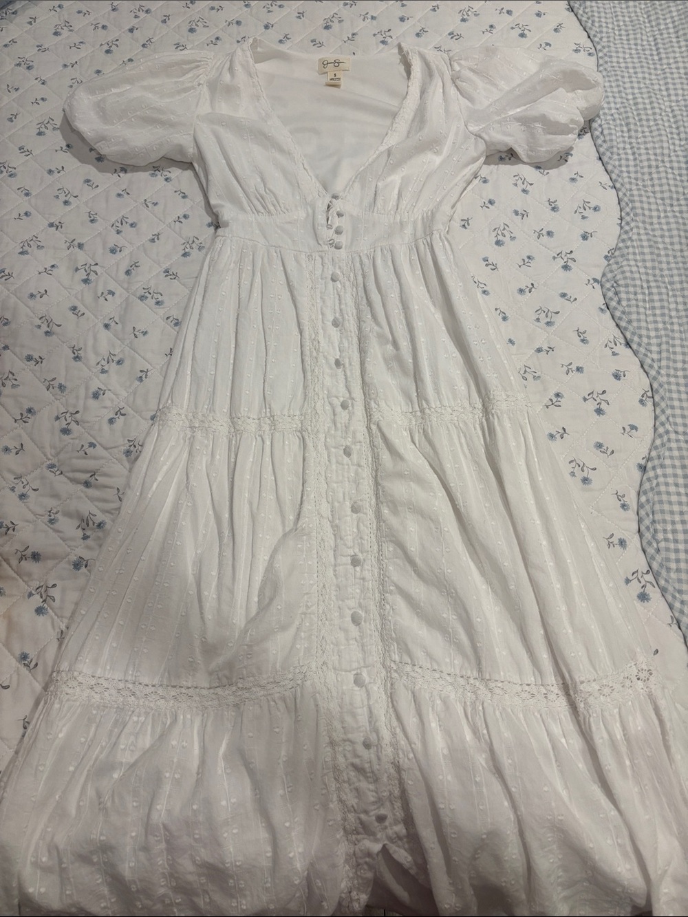 Jessica Simpson White Eyelet Button-Front Kids Dress